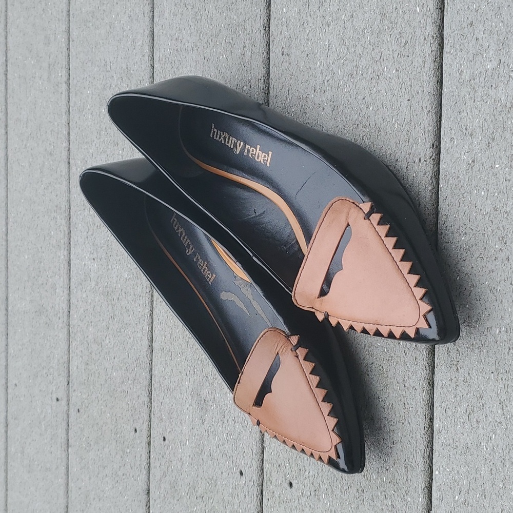 Luxury Rebel Romi Patent Pointed Toe Loafer Flats Size 40